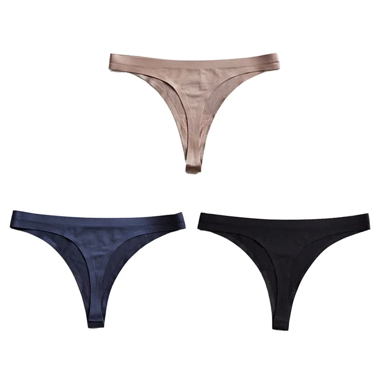 Sexy G-String Plus Size Thong Low Rise Panties Ice Silk Women's Underwear Lingerie Hot Seamless Intimates Underwear & Sleepwears