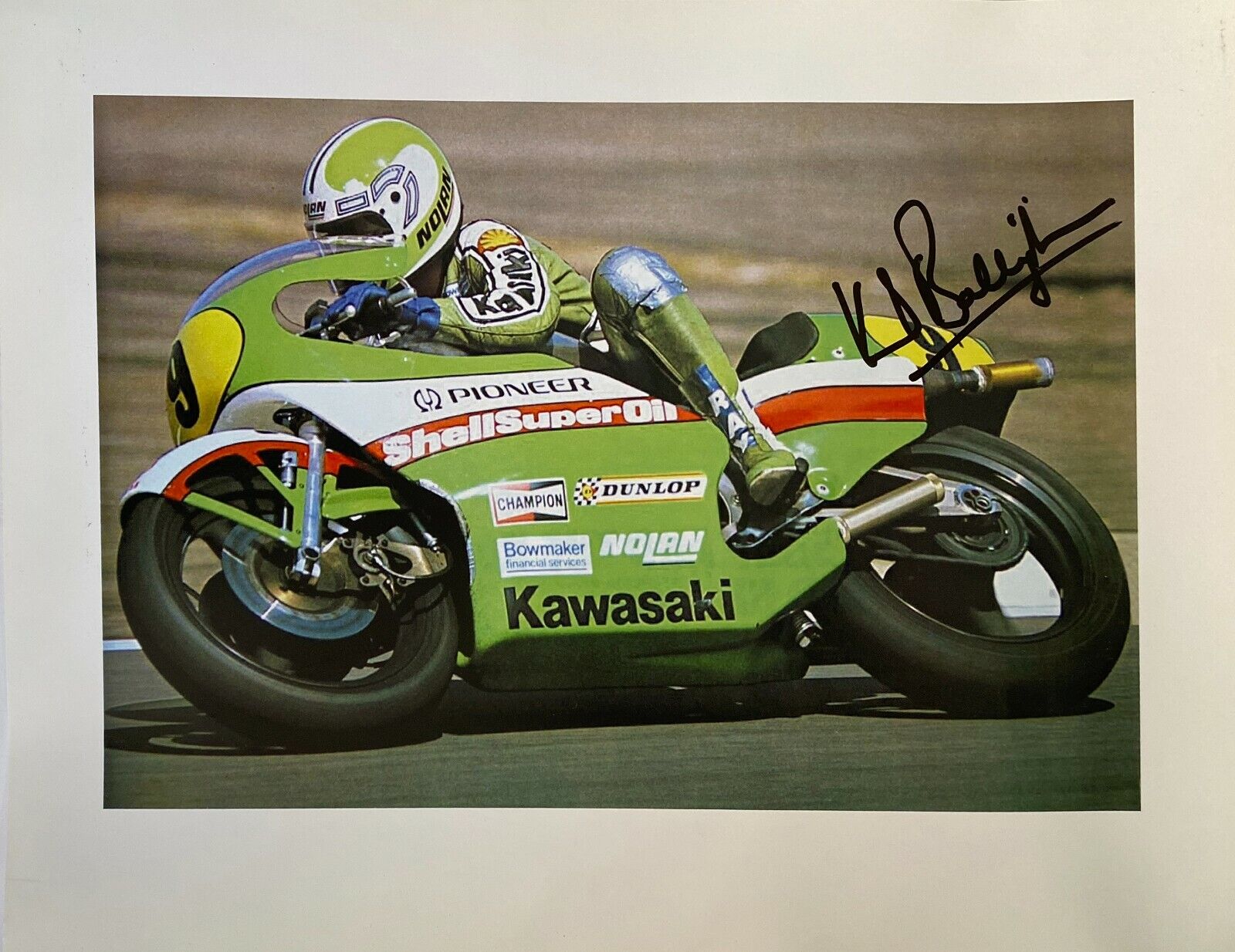 Kork Ballington Hand Signed 14x10 Photo Poster painting MotoGP Autograph Kawasaki