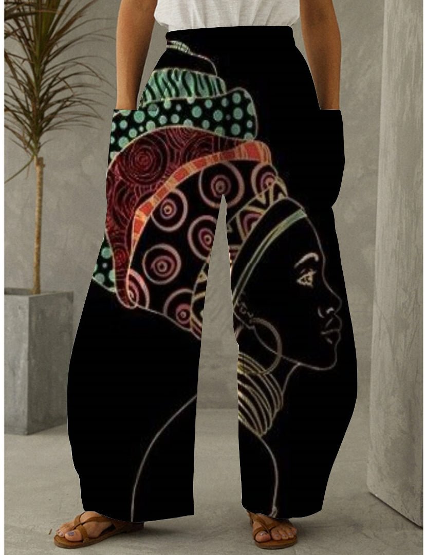 Straight printed high waist wide leg pants