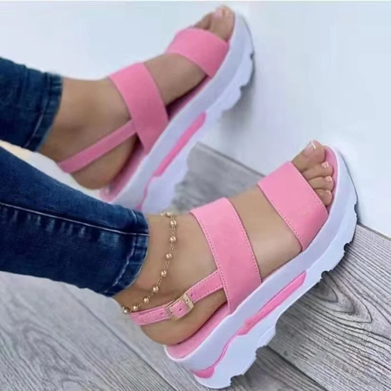 Fashion Clip Toe Platform Sandals Women Strap Buckle Summer Beach Shoes Woman Non-Slip Thick Bottom Wedges Sandalias Mujer 35-43