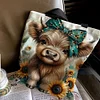 Sunflower And Highland Cattle-11CT DIY Stamped Cross Stitch Shopping Bag 40*40cm