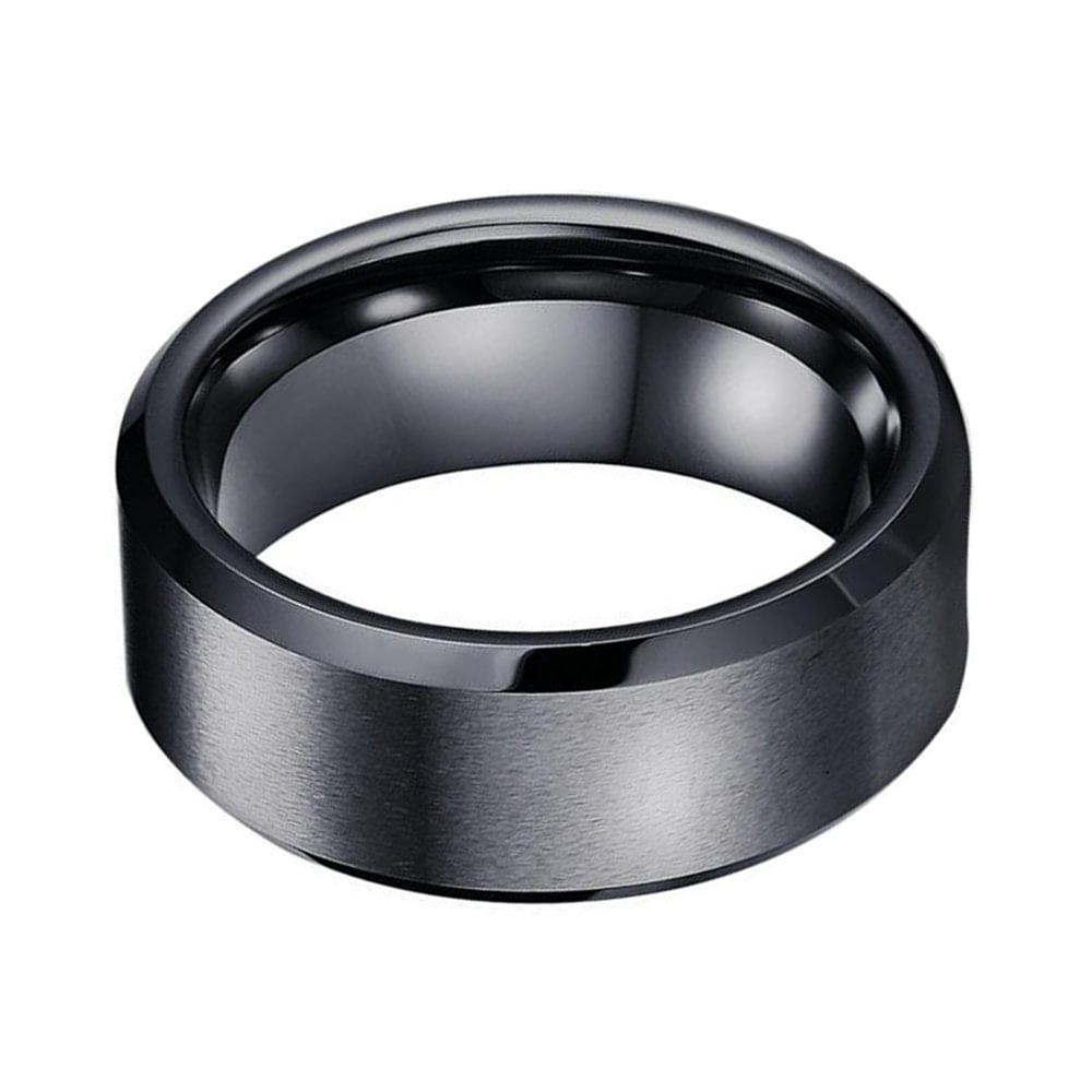 Black Brushed Tungsten Carbide Rings Bevel Edge Polished For Couple Comfort Fit