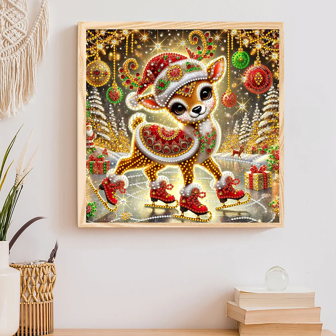 Christmas Deer - Diamond Painting - Partial Special Shaped Drill(Canvas|30*30cm)
