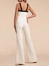 Urban Contrast Color Bowknot Halterneck Sleeveless Wide Leg Jumpsuit
