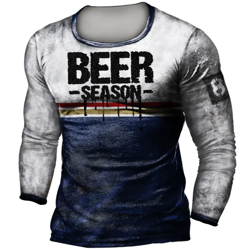 Men's Outdoor Beer Season Retro Printed Tactical T-Shirt / [viawink] /