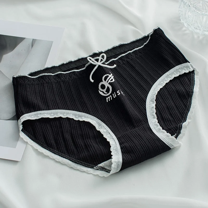 Sexy PantiesWomen's Cotton Underwear Fashion Bow Comfort Briefs Mid Waist Seamless Underpants Lovely Cartoon Girls' Panties