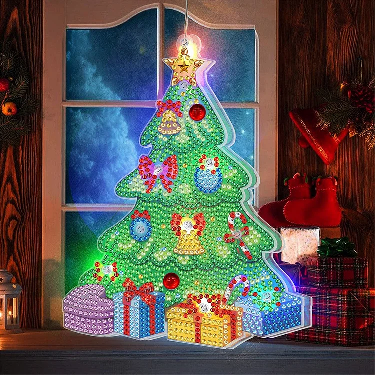 Christmas diamond decoration | Christmas tree | diy diamond sticker with lamp pendant