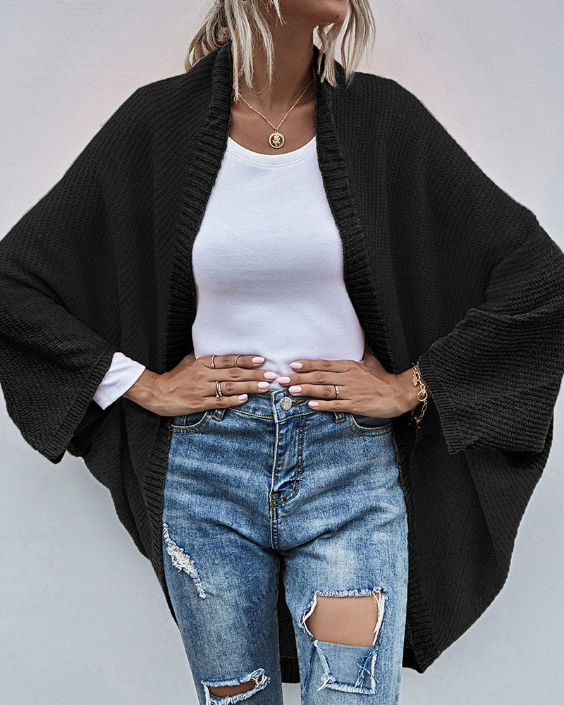 Rotimia Contrasting shawl -colored knitted cardigan sweater jacket