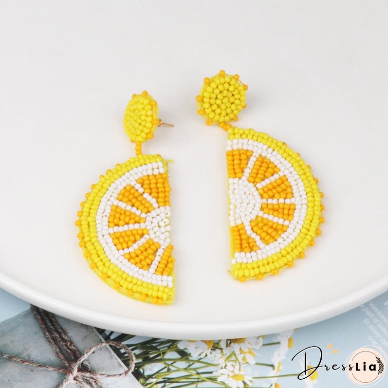 Alloy Beaded Orange Shape Earrings