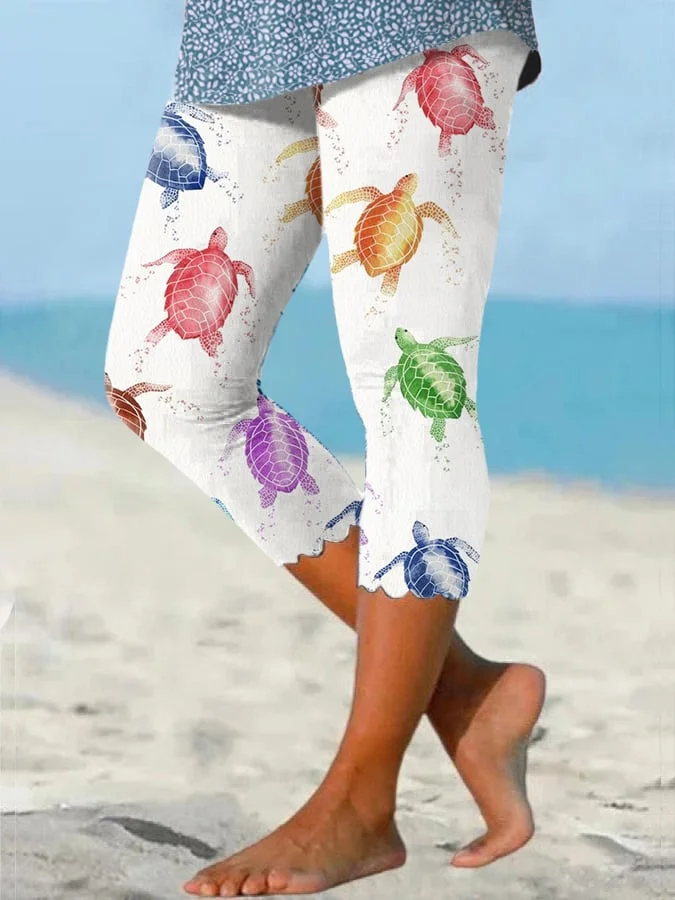 🔥Buy 3 Get 10% Off🔥Women's Hawaiian Turtle Print Resort Casual Leggings