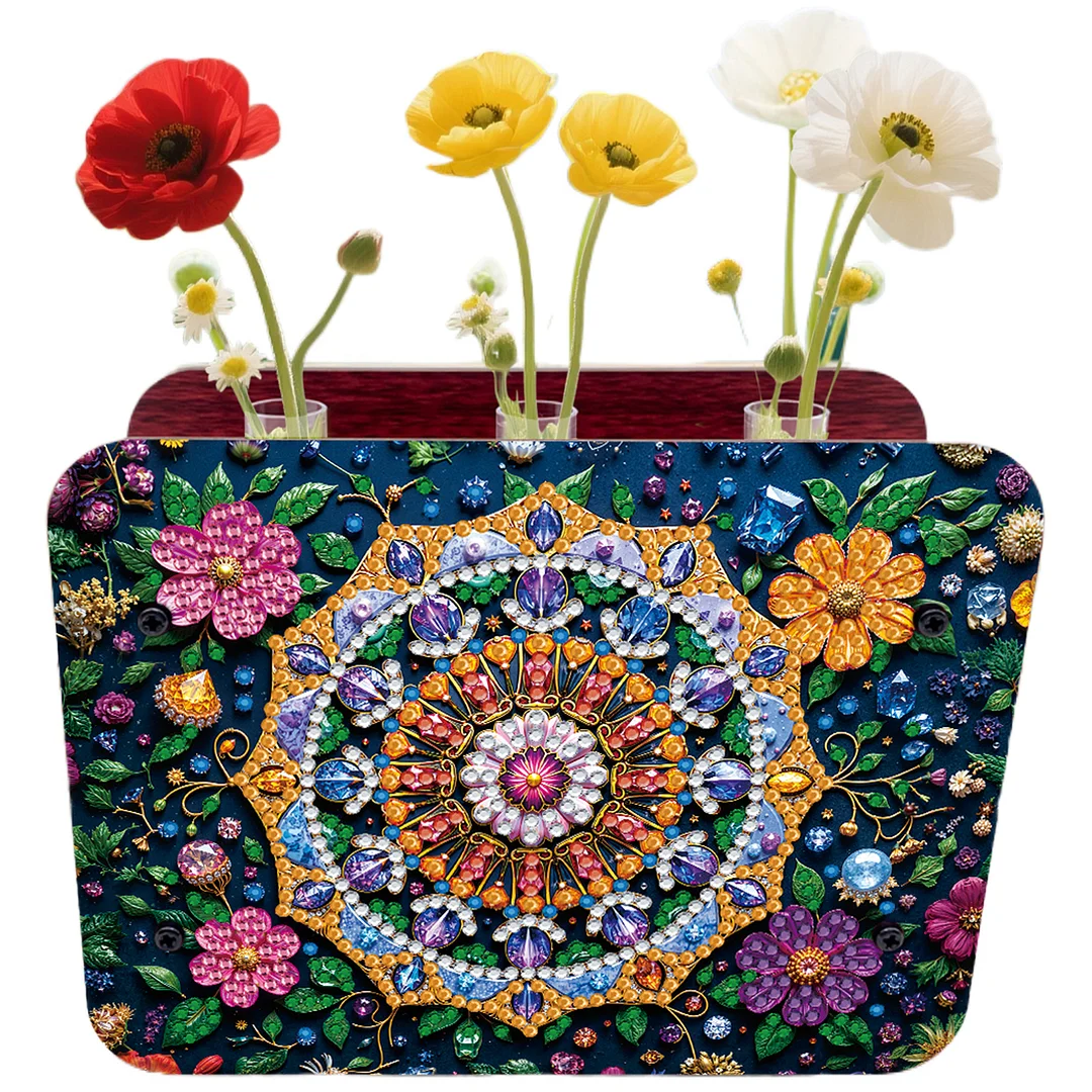 Mandala DIY Flower Vase Wooden Double Sided Desktop Diamond Art Kit Home Decor