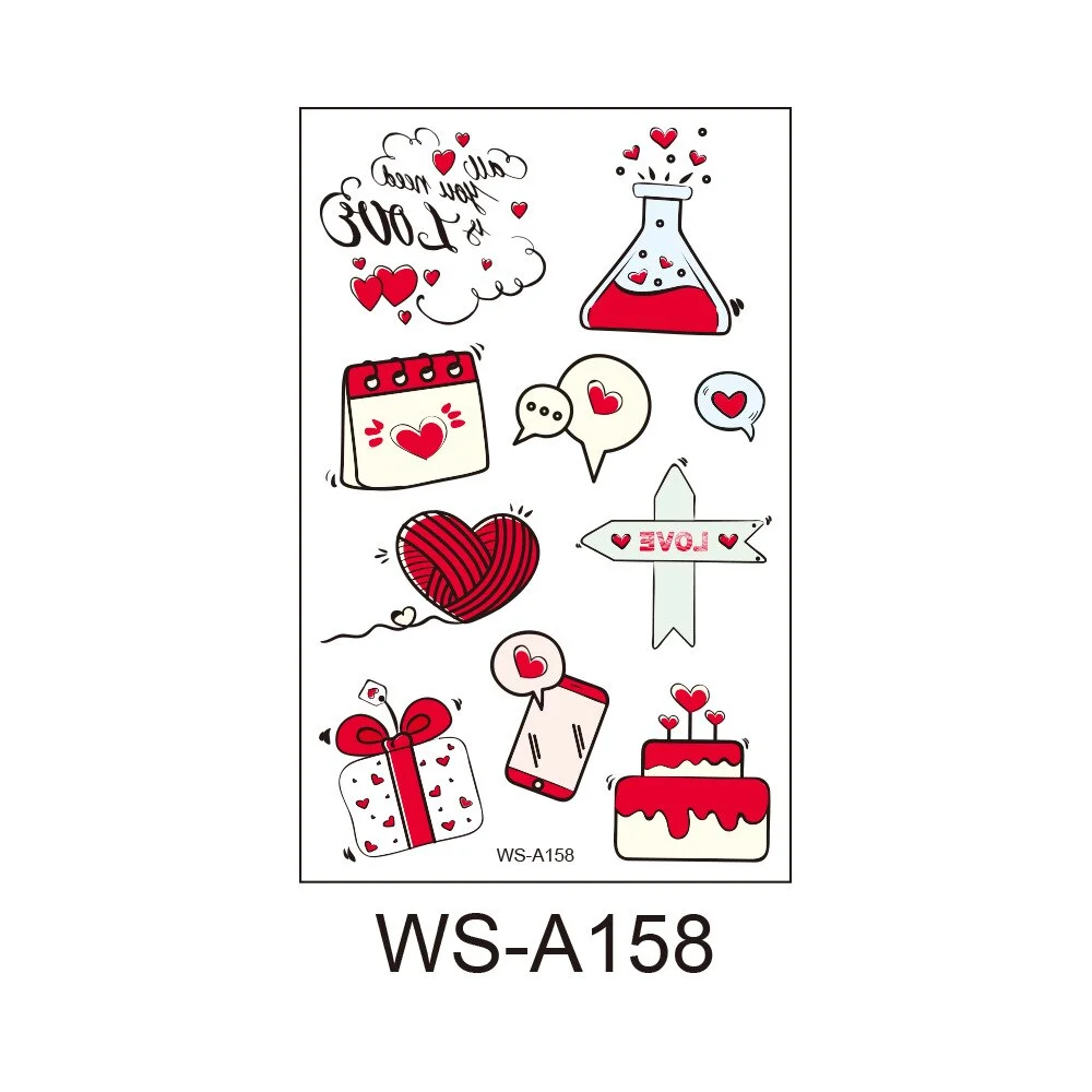 10 Kinds Sweet Love Tattoos Disposable Wedding Anniversary Party Temporary Body Arm Stickers Waterproof Makeup Concealer Sticker