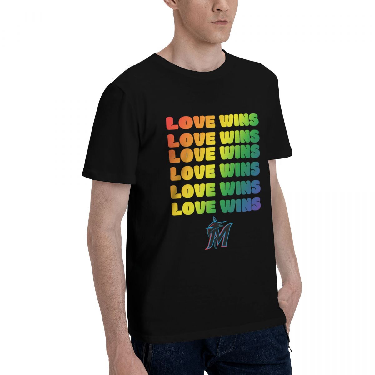 Miami Marlins Love Wins Pride Men's Cotton Shirt