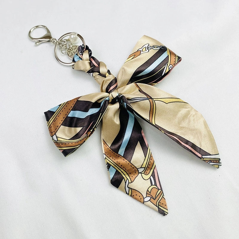 Sweet Minimalist Bow Knot Cloth Metal Unisex Bag Pendant Keychain