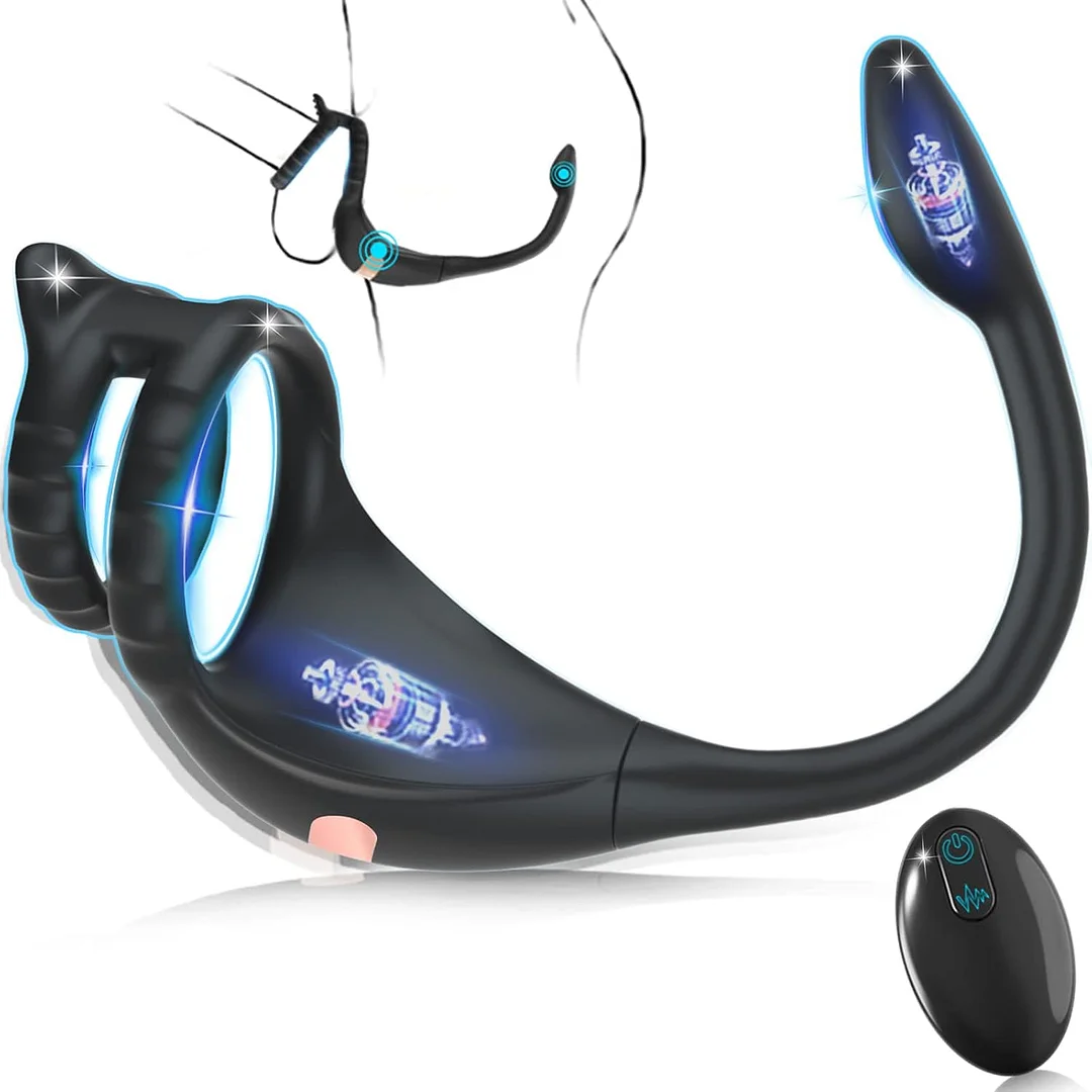 Remote Control Vibrating Cock Ring Taint Stimulator With Anal Sex Toys
