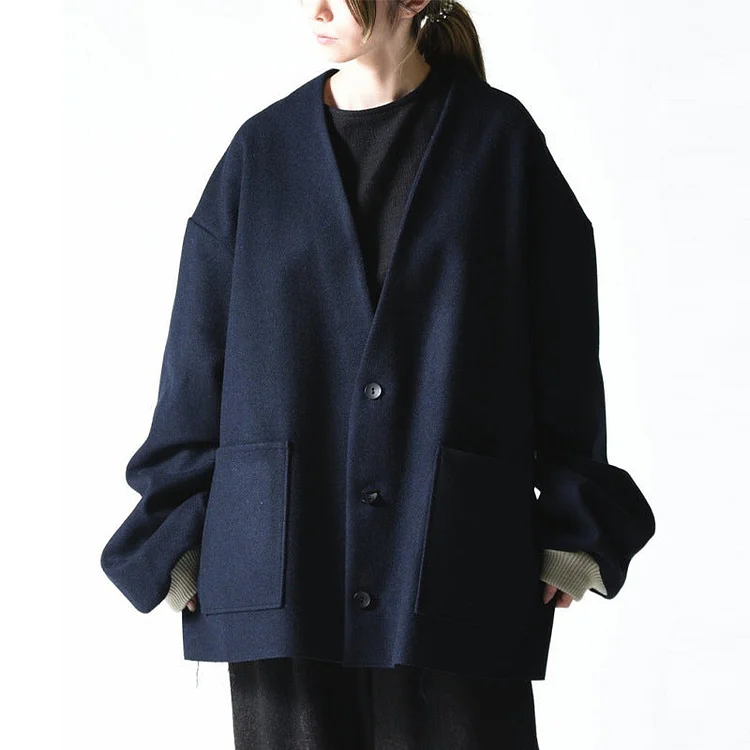 New Original Design Vertical Breasted Dropped Shoulder Tweed Cardigan Jackets-dark style-men's clothing-halloween