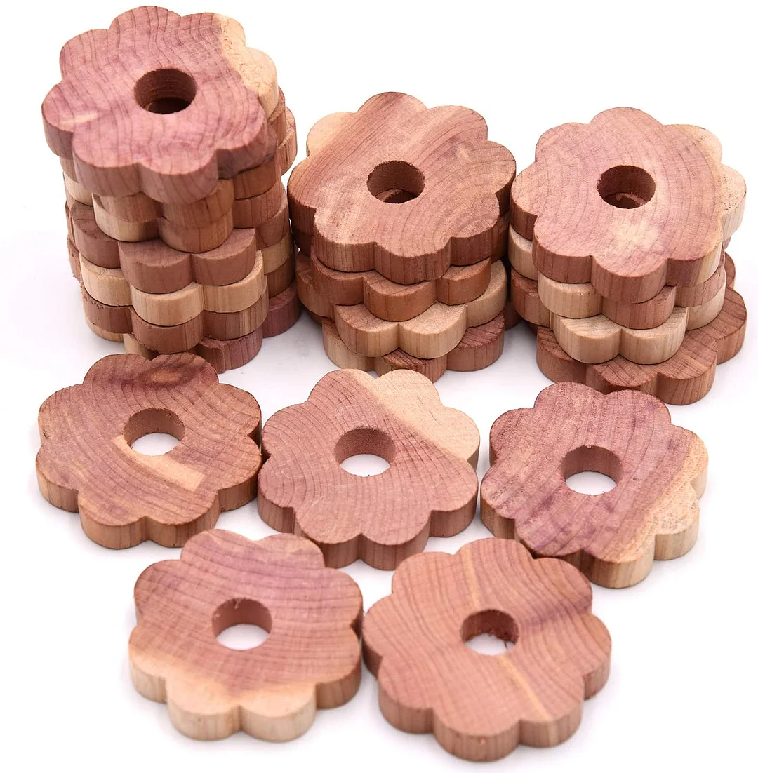 Cedar Wood Moth Repellent,30 Pack Natural Cedar Wood Flower Blocks for  Closet,Cedar Wood Moth Repellen,Clothes Storage Moth Protection,Drawers and
