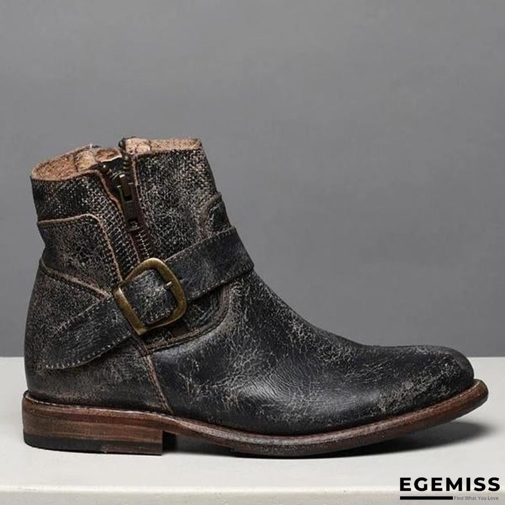 Fashion Zipper Low Heel Martin Boots | EGEMISS