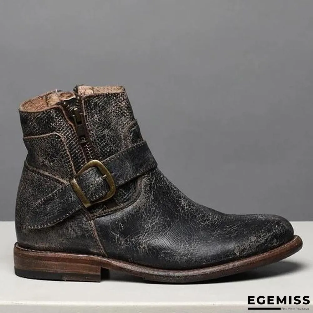 Fashion Zipper Low Heel Martin Boots | EGEMISS