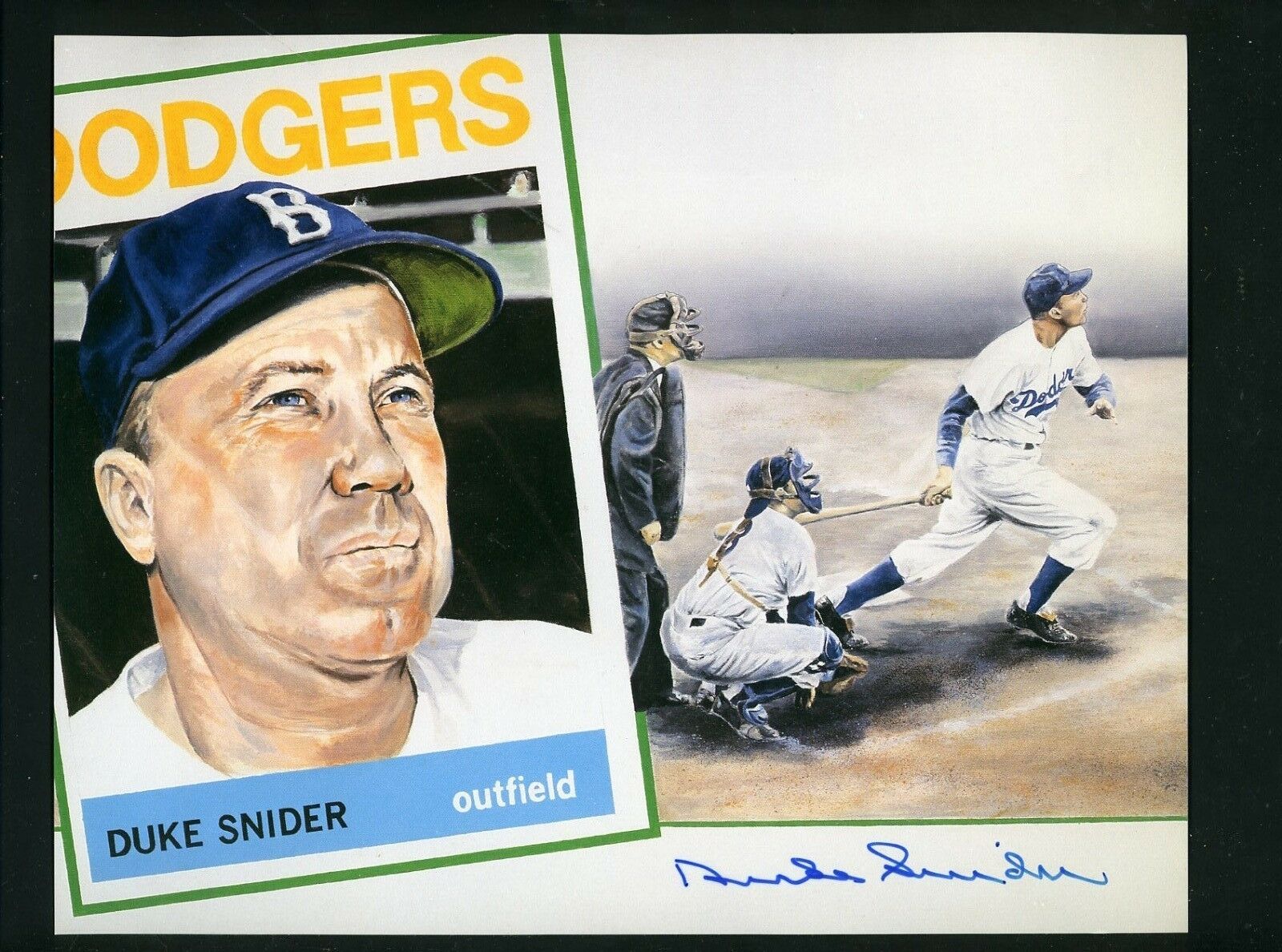 Duke Snider Signed Autographed 8x10 Photo Poster painting Artwork Brooklyn Dodgers