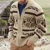 Men's Fashion Lapel Casual Jacquard Knit Sweater
