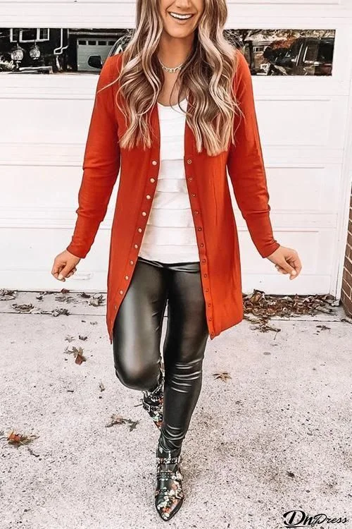 Button Long Sleeve Cardigan