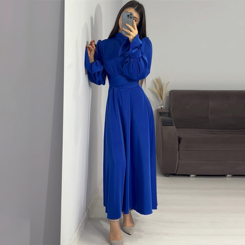 Ootddress Ruffled Bandage Elegant Maxi Dress For Women Patchwork Slim Lace-Up Solid Vintage Evening Partywear Ladies Long Dress 2025