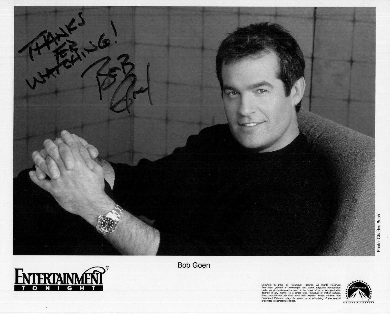 BOB GOEN hand-signed ENTERTAINMENT TONIGHT 8x10 uacc rd coa ORIGINAL '02 CLOSEUP