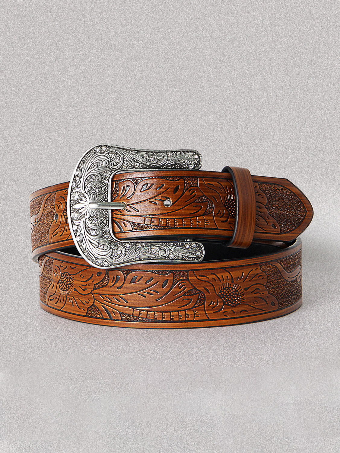 Western PU Leather Embossed Decorative Belt