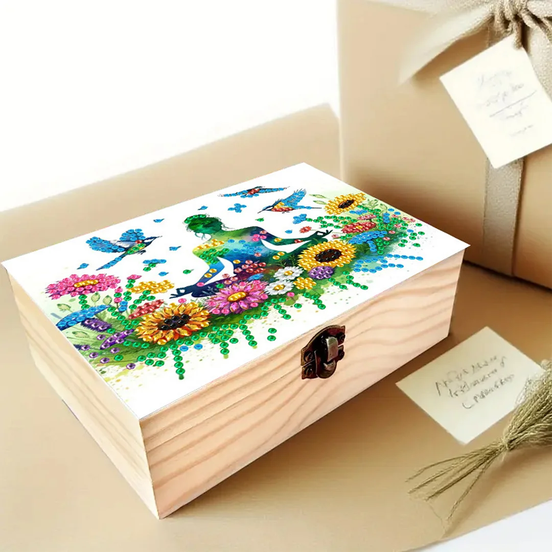 Mindful Sitting DIY Wooden 5D Diamond Art Diamond Art Storage Box for Adult Gift