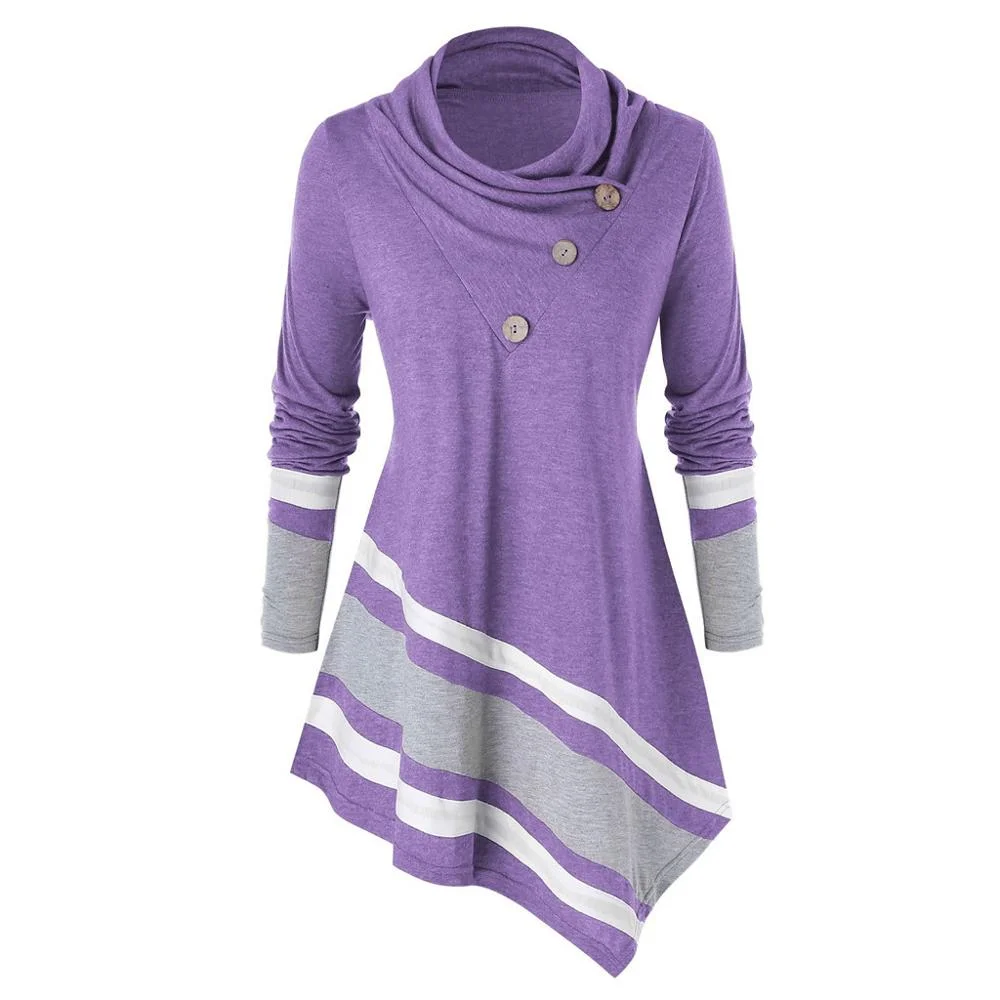 Plus Size 5XL Fashion Turtleneck Blouse Casual Winter Ladies Striped Tunic Tops Female Women's Long Sleeve Shirt Blusas Pullover