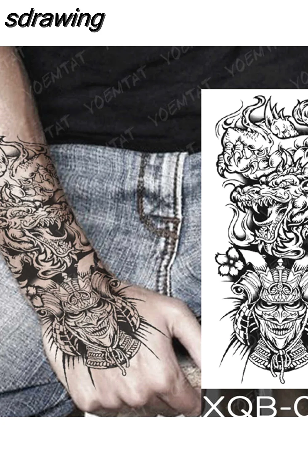 sdrawing Temporary Tattoo Sticker Geometric Tiger Wolf Death Flash Tattoos Leopard Totem Body Art Arm Fake Tatoo Women Men