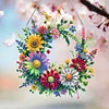 (US Local)Acrylic Special Shaped Daisy Wreath DIY Diamond Painting Hanging Ornaments Kit