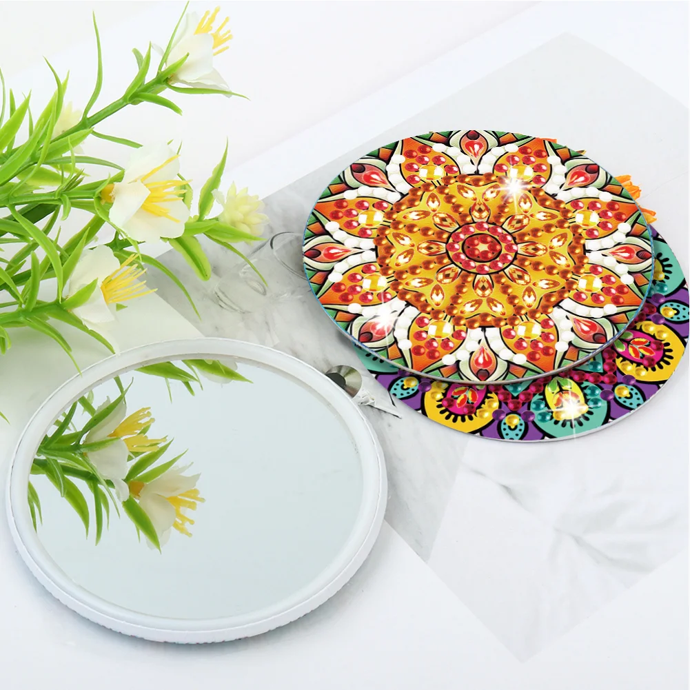 3pcs Diamond Painting Makeup Mirror Portable DIY Datura for Girl