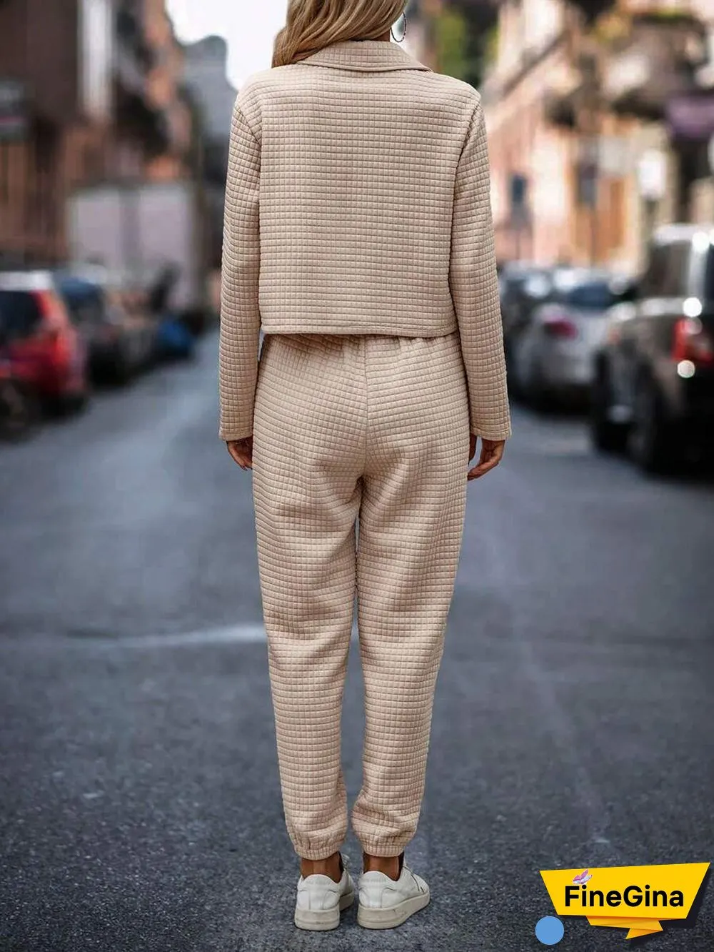 Apricot Long Sleeve Two Piece Set