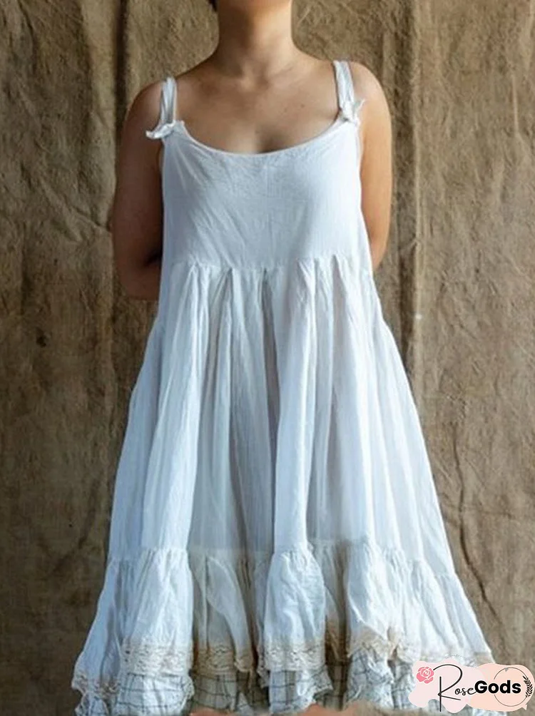 Sleeveless Plain Casual Weaving Dress