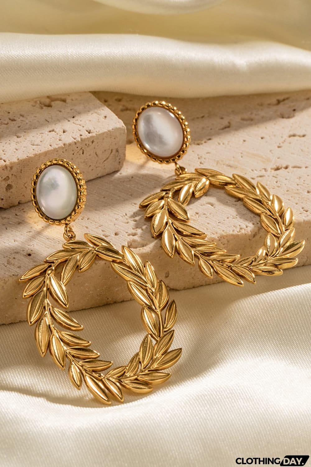 Stainless Steel Leaf-Shaped Drop Earrings