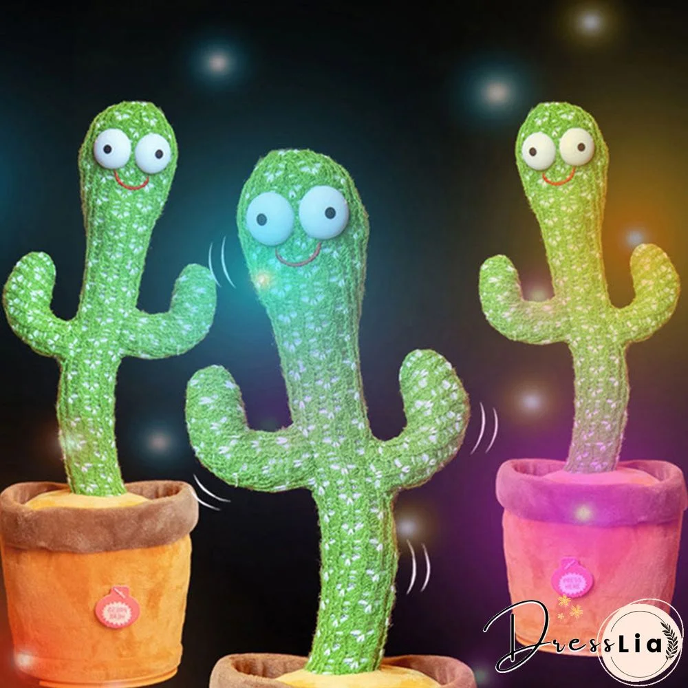 Funny Electric Speaking Cactus Dancing Toys Record Repeat Soft Talking Cactus Baby Kids Singing Toys