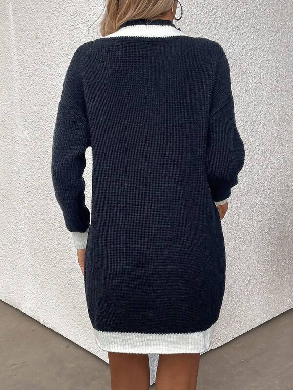 Popular Long Sleeve Sweater Mini Dress