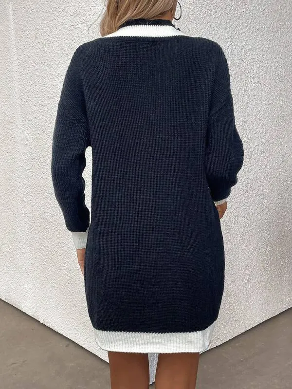 Popular Long Sleeve Sweater Mini Dress