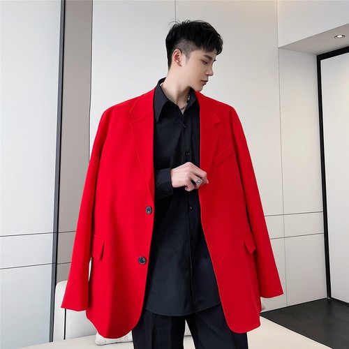 dawfashion-Early Spring Custom Red Suit Jacket Fashion Retro Style Small Suit Jacket A452--6117--P125-Dawfashion- Original Design Clothing Store-Halloween 2022