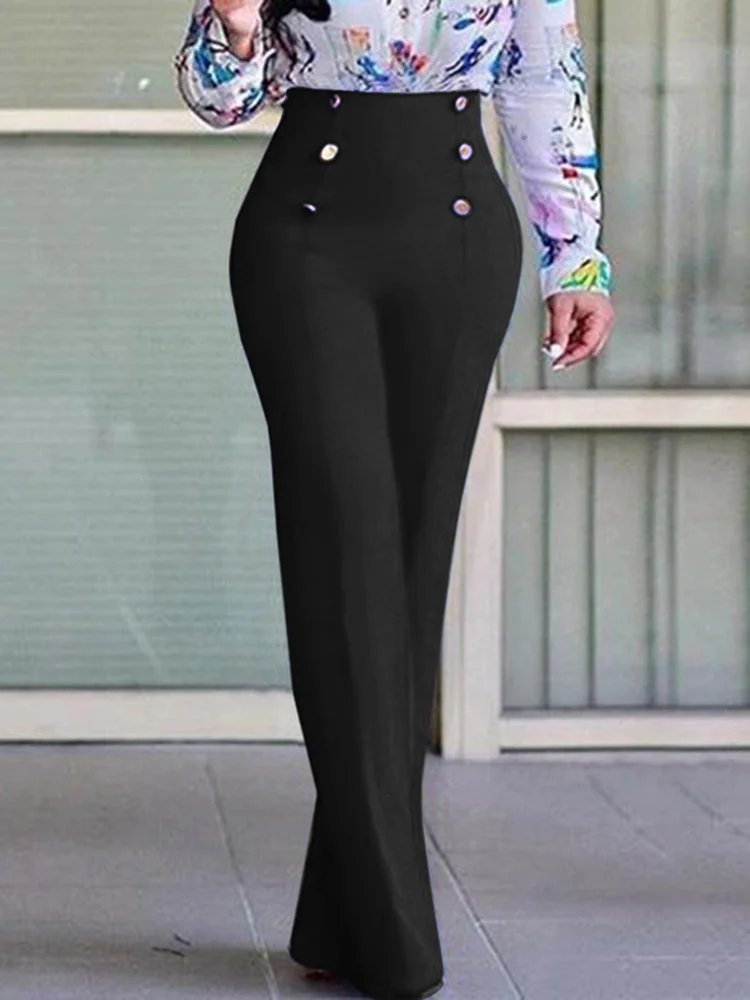 Double Breasted Solid Color Elegant Pants For Women SKUJ10300 QueenFunky