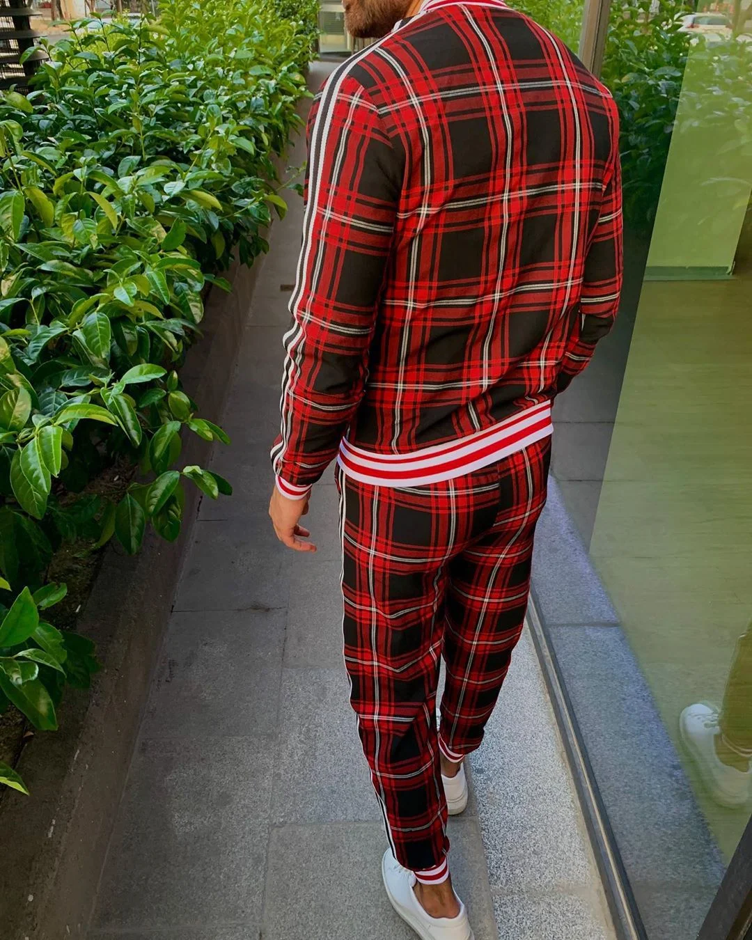 Men's 3D Plaid Casual Top Sweatshirt Pants Set