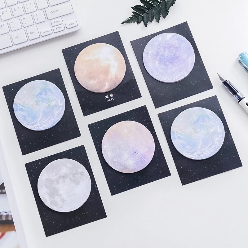 Celestial Observation Series Creative Planet Earth Moon Creative Sticky Note Note Round Message Memo Note Sticker