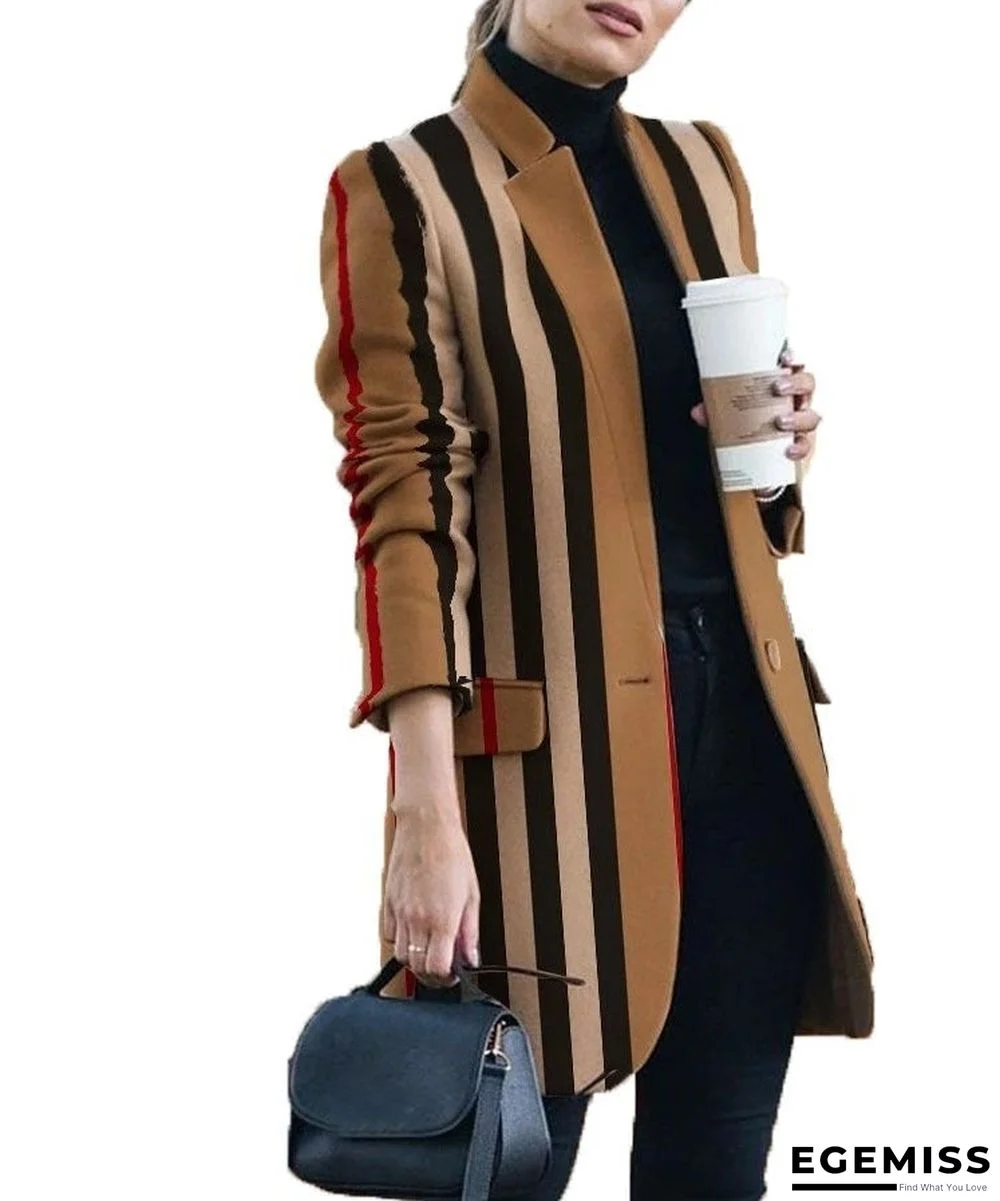 New Autumn and Winter Fashion Print Collar Woolen Coat Women | EGEMISS