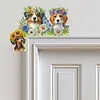 (US Local)Dog Flowers 5D DIY Wooden Diamond Painting Door Topper for Party (Left)