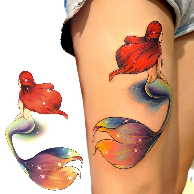 Breast Arm Sleeve Tattoo Women Sexy Back Stickers Body Art Mermaid Pattern Sexy Tattoos Tattoo Temporary Women Men