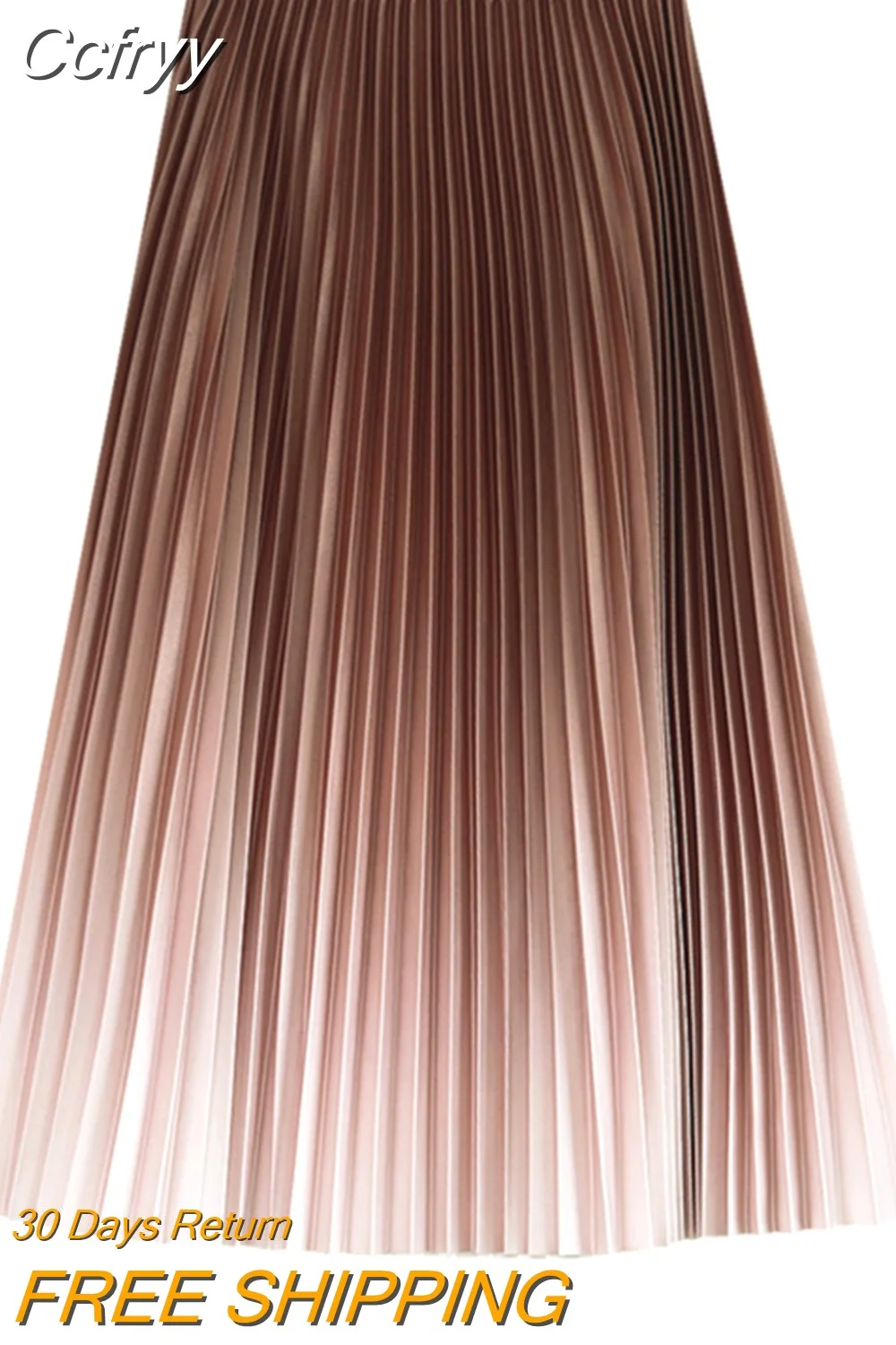 Huibahe Spring Elastic Waist Midi Gradient Pleated Skirt Women Elegant Vintage Retro High Waist Long A-line Skirt QT1857