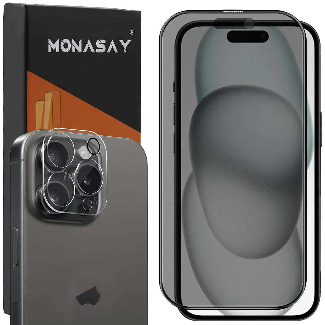 MONASAY Glass Screen Protector Fit for iPhone 15 Pro 6.1 inch