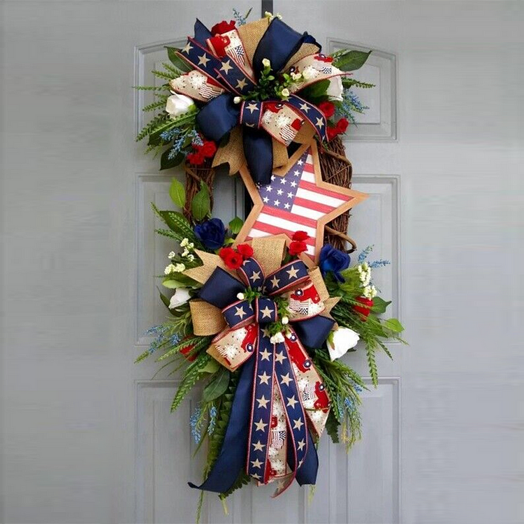 Independence Day Wreath Red White Blue Wreath for Window Door Decoration